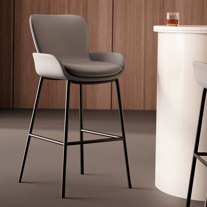 ESTELIA Modern Leather Bar Stool - Radical Homes Singapore