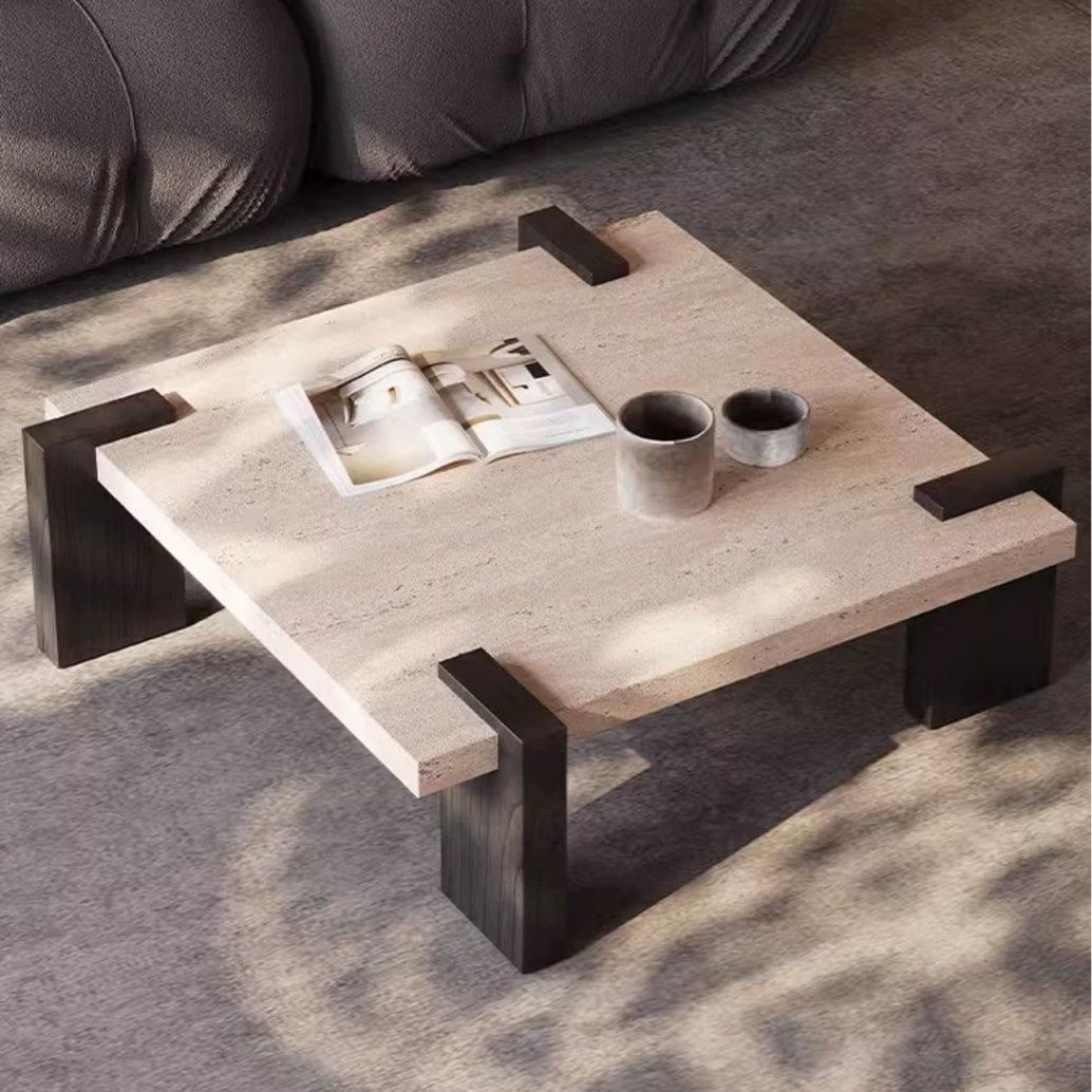 STEFANI Modern Travertine Coffee Table - Radical Homes Singapore