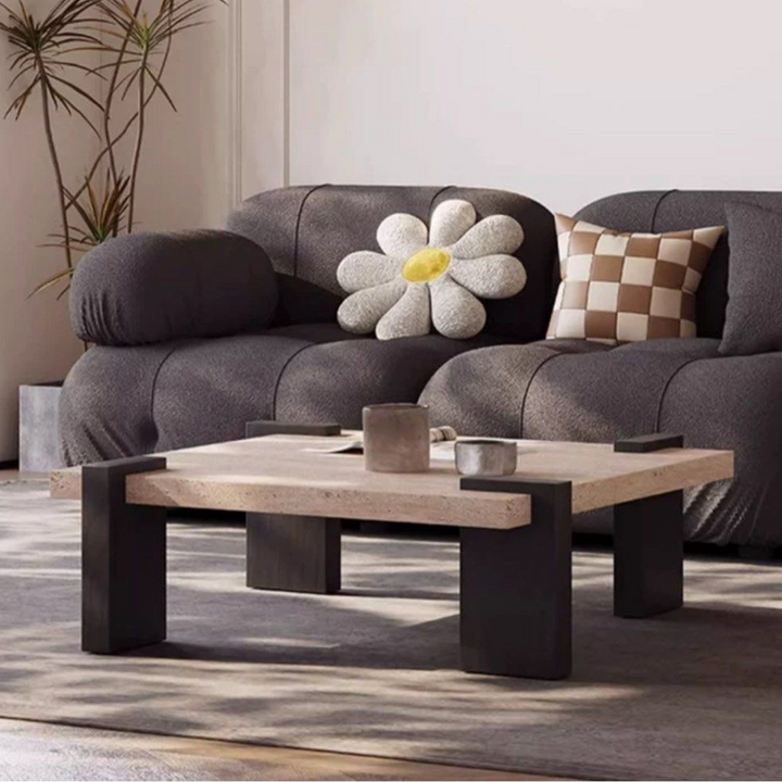 STEFANI Modern Travertine Coffee Table - Radical Homes Singapore