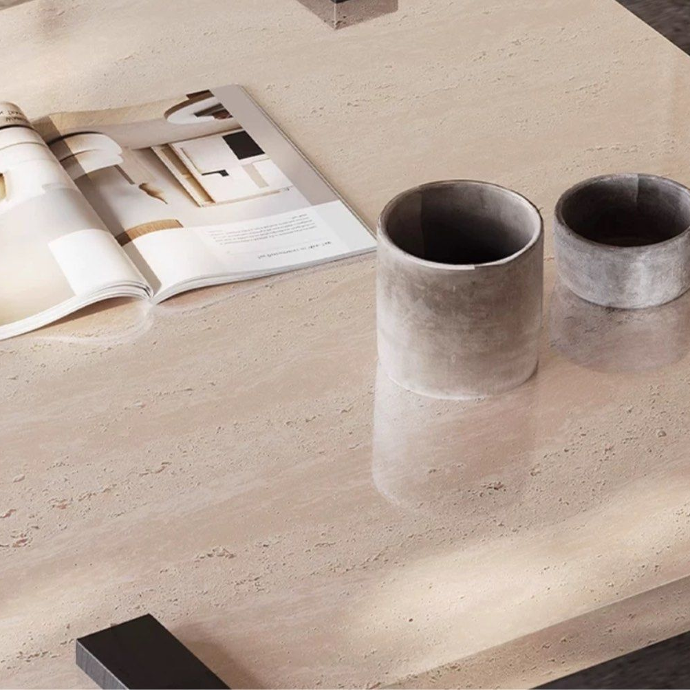 STEFANI Modern Travertine Coffee Table - Radical Homes Singapore