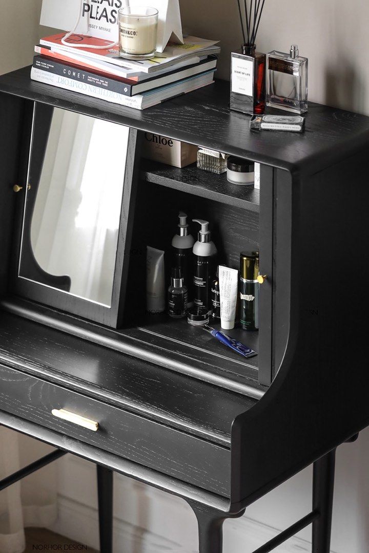 REMES Rustic Solid Wood Vanity Table - Radical Homes Singapore