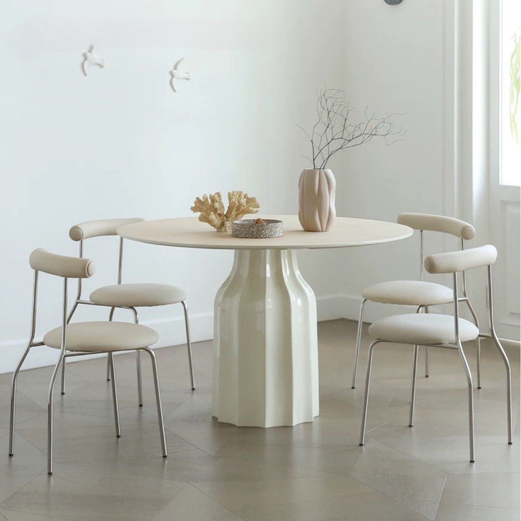KOCA Japandi Sintered Stone Round Dining Table - Radical Homes Singapore