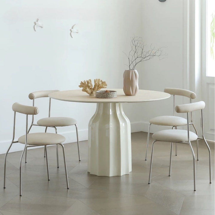 KOCA Japandi Sintered Stone Round Dining Table - Radical Homes Singapore
