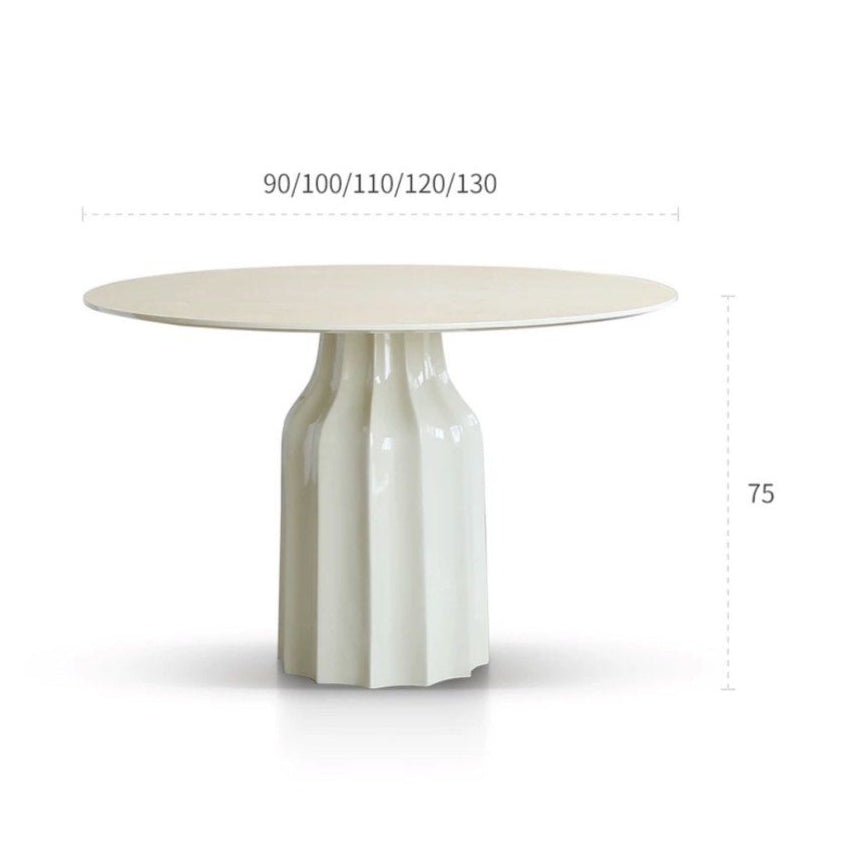 KOCA Japandi Sintered Stone Round Dining Table - Radical Homes Singapore