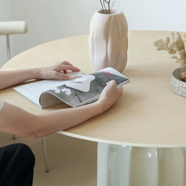 KOCA Japandi Sintered Stone Round Dining Table - Radical Homes Singapore