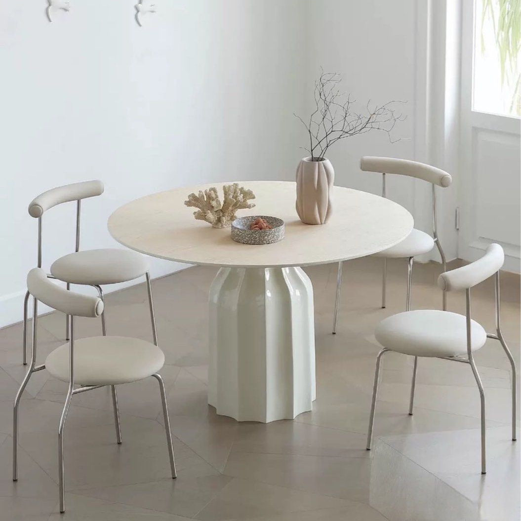 KOCA Japandi Sintered Stone Round Dining Table - Radical Homes Singapore