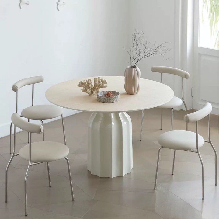 KOCA Japandi Sintered Stone Round Dining Table - Radical Homes Singapore