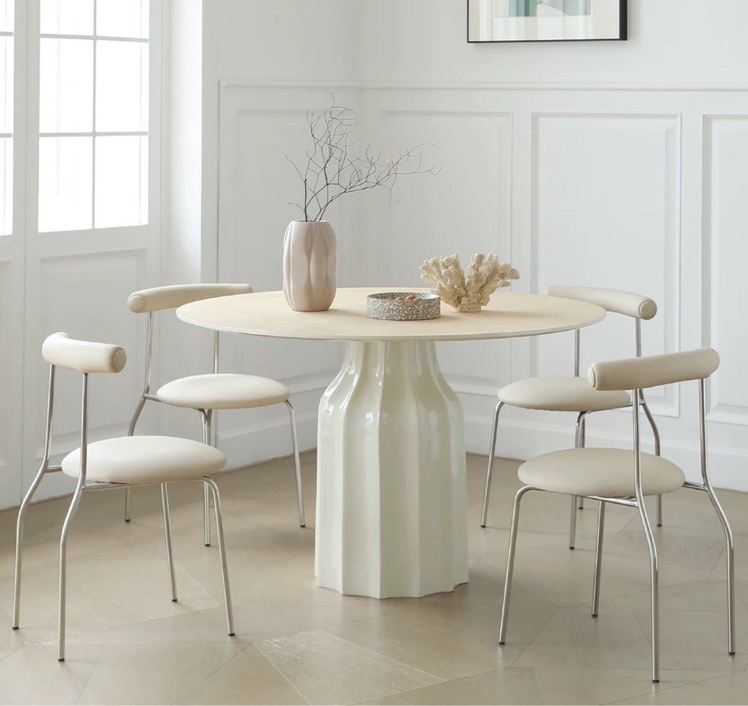 KOCA Japandi Sintered Stone Round Dining Table - Radical Homes Singapore