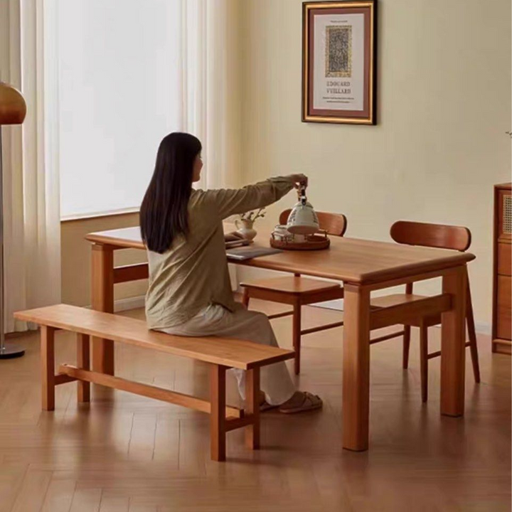 CALDRIS Modern Cherry Wood Bench - Cassa Haus Singapore
