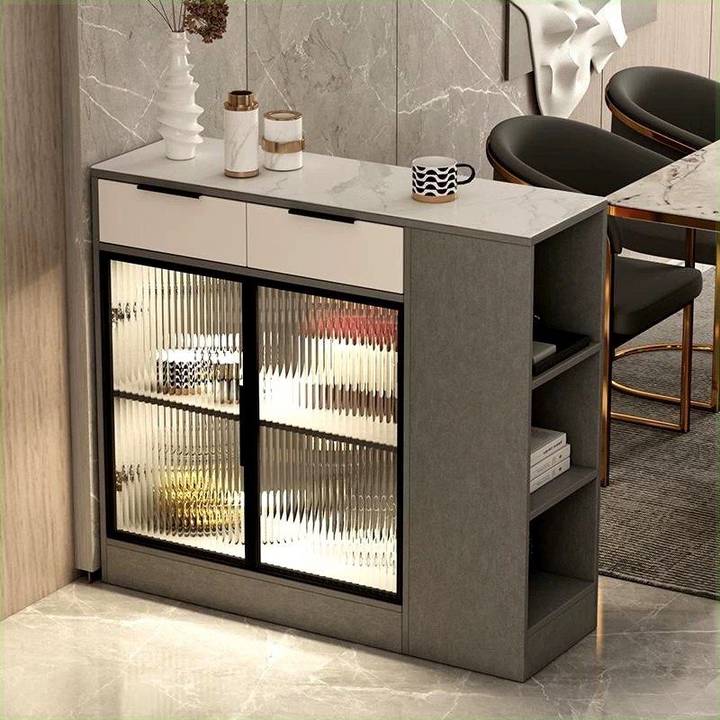 IDEN Modern Sintered Stone Bar Table Cabinet - Radical Homes Singapore