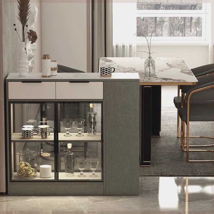 IDEN Modern Sintered Stone Bar Table Cabinet - Radical Homes Singapore