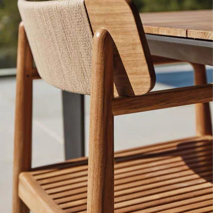 LIVDEN Modern Outdoor Teak Wood Table & Chairs - Radical Homes Singapore