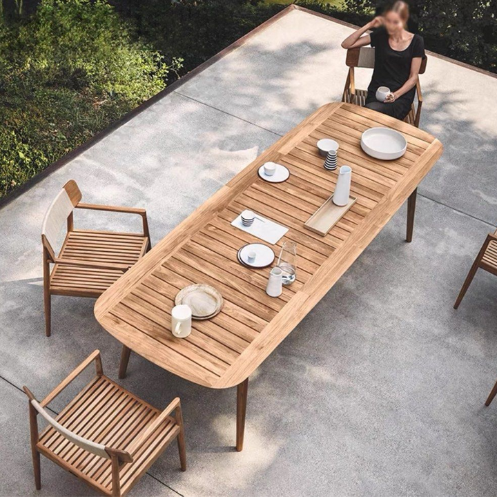 LIVDEN Modern Outdoor Teak Wood Table & Chairs - Radical Homes Singapore