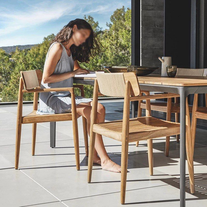 LIVDEN Modern Outdoor Teak Wood Table & Chairs - Radical Homes Singapore