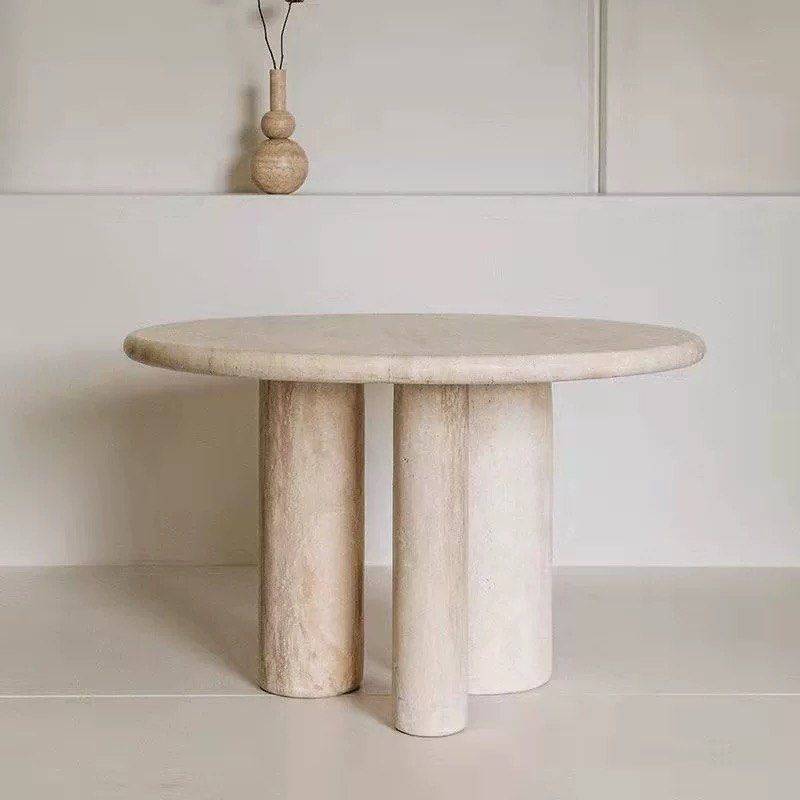 COOPER Modern Travertine Round Dining Table - Radical Homes Singapore