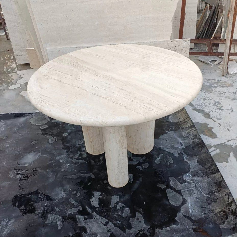 COOPER Modern Travertine Round Dining Table - Radical Homes Singapore
