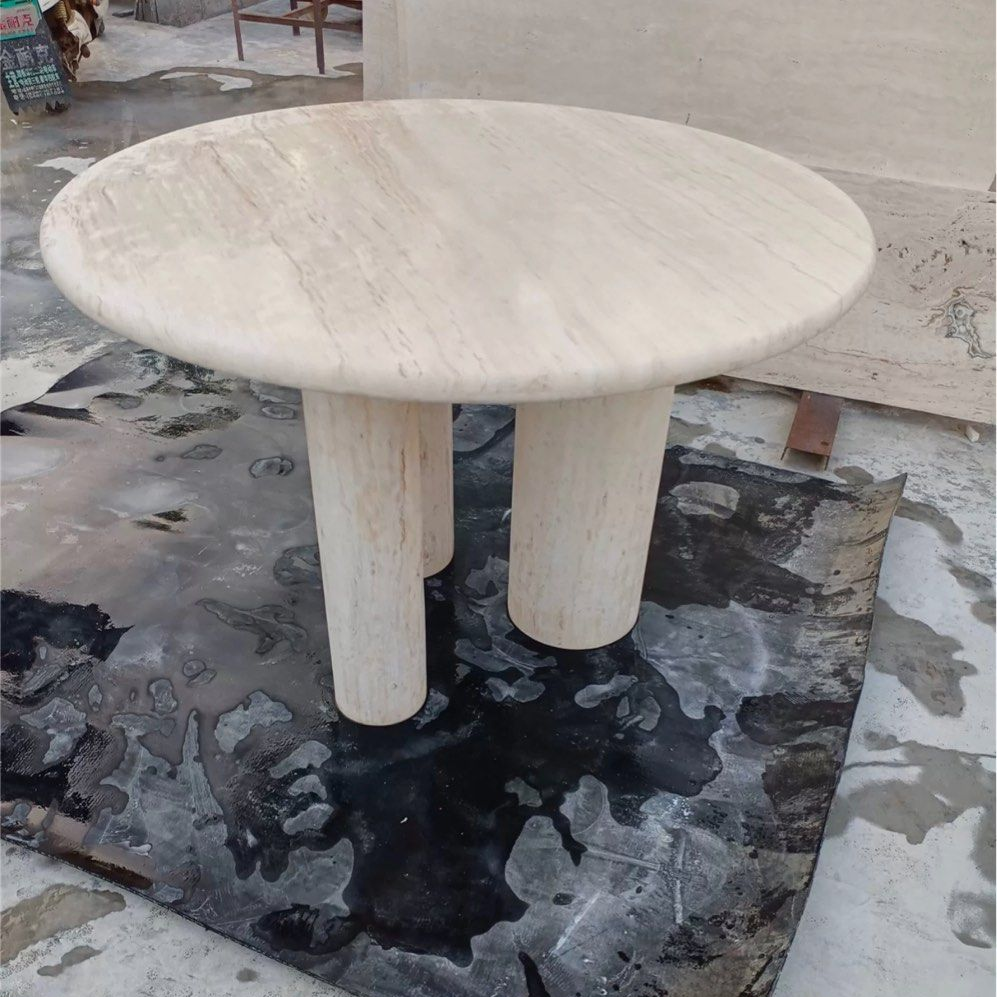 COOPER Modern Travertine Round Dining Table - Radical Homes Singapore