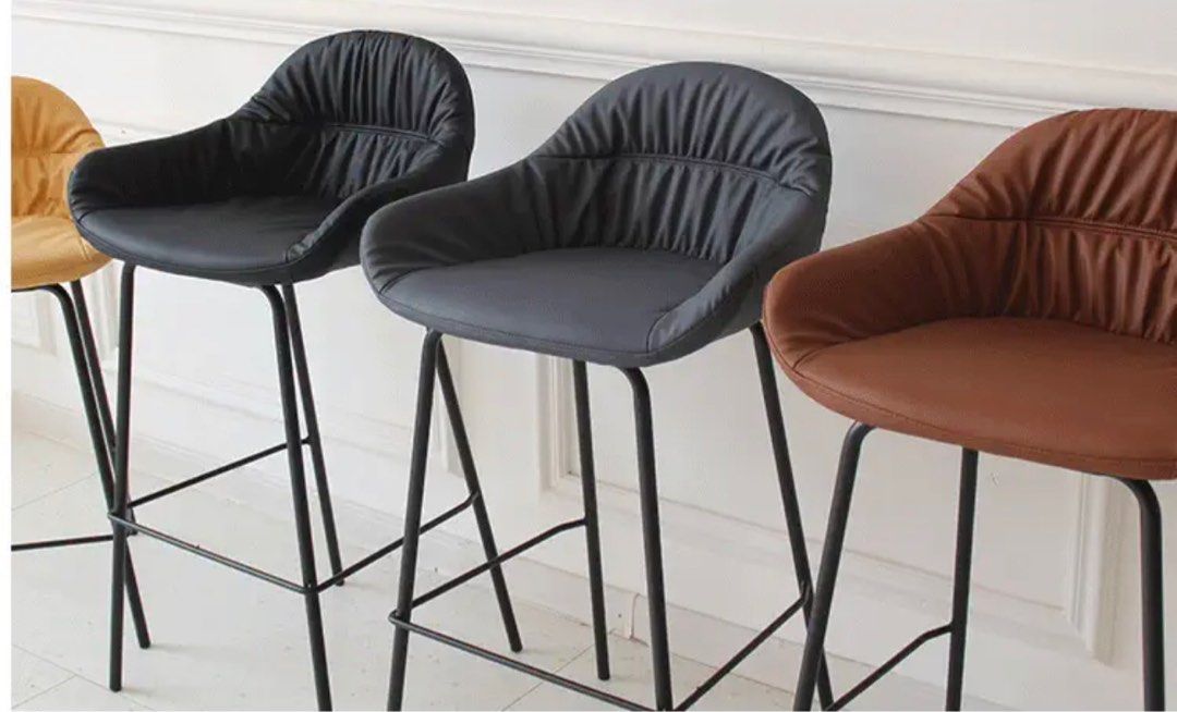 LASTE Modern Leather Bar Stool - Radical Homes Singapore