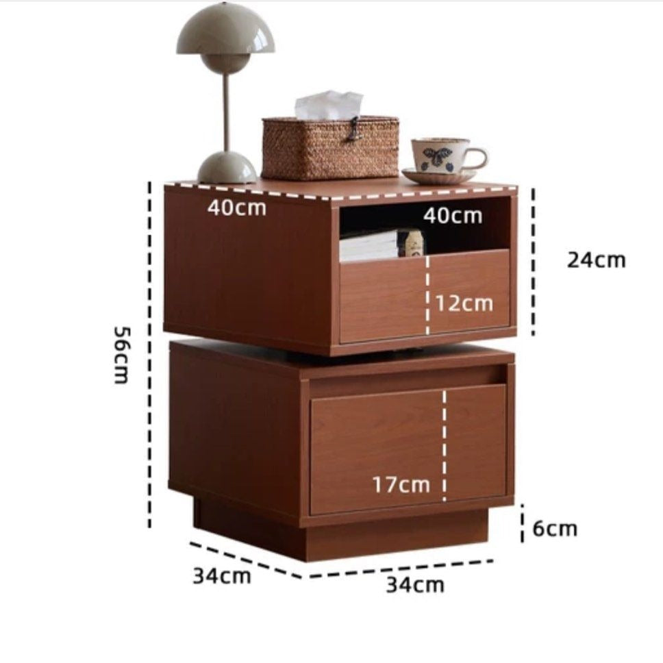 GALE Japandi Rotatable Bedside Table - Radical Homes Singapore