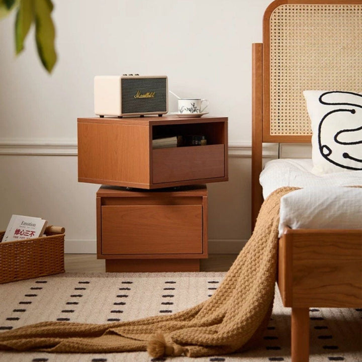 GALE Japandi Rotatable Bedside Table - Radical Homes Singapore