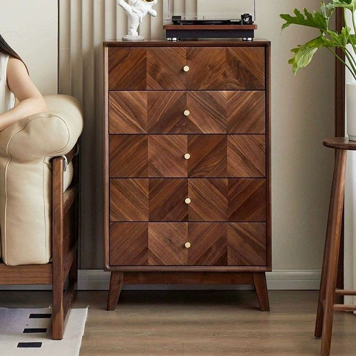 FELIXINA Walnut Wood Chest Of Drawers - Radical Homes Singapore