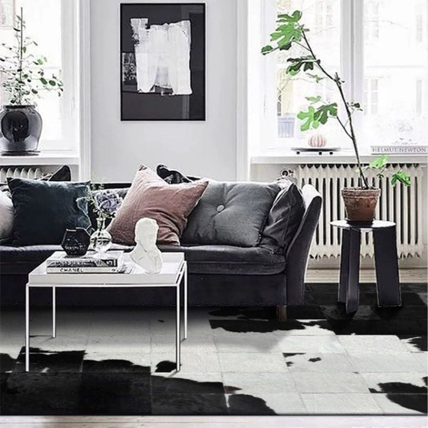 FIORALITH Modern Cowhide Leather Rug - Cassa Haus Singapore