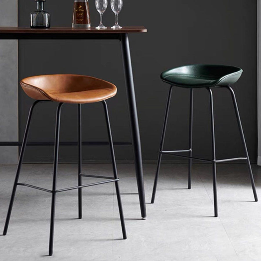 KENNA Modern Industrial Leather Bar Stool - Radical Homes Singapore
