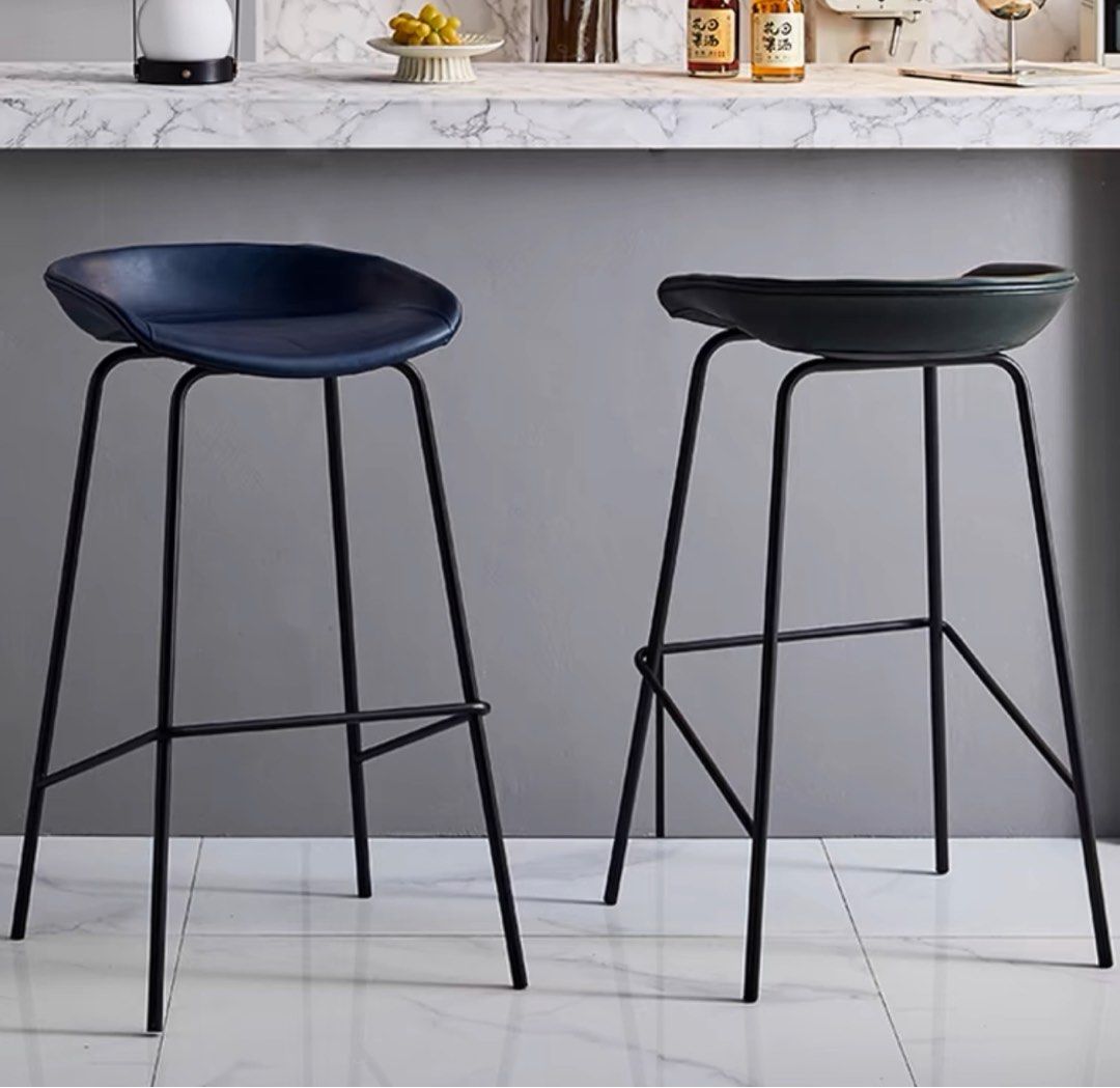 KENNA Modern Industrial Leather Bar Stool - Radical Homes Singapore