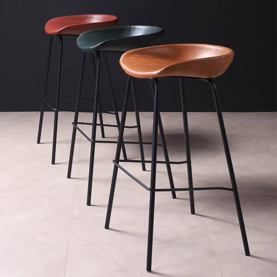 KENNA Modern Industrial Leather Bar Stool - Radical Homes Singapore