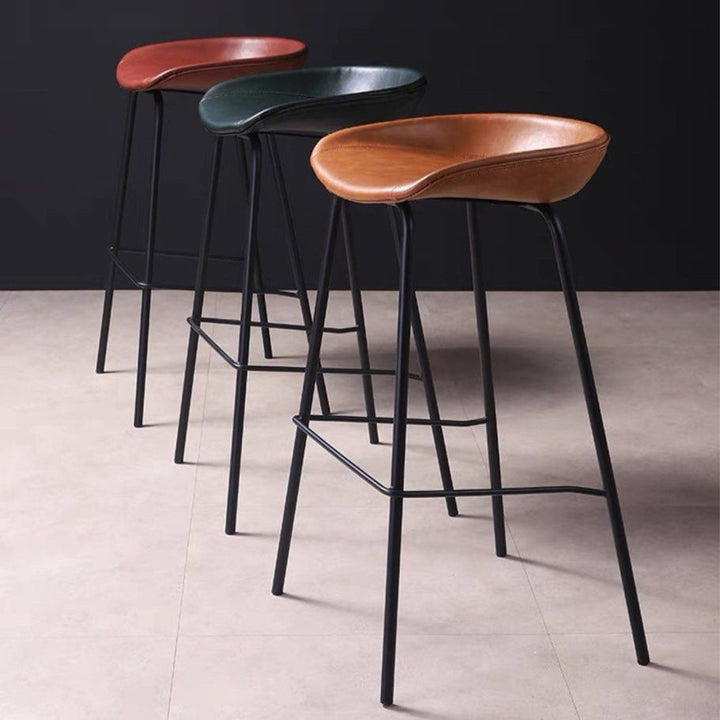 KENNA Modern Industrial Leather Bar Stool - Radical Homes Singapore