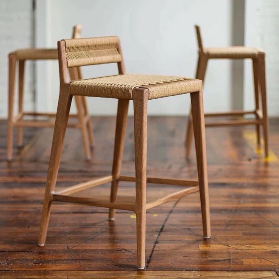 ESTERO Rustic Rattan Bar Stool - Radical Homes Singapore
