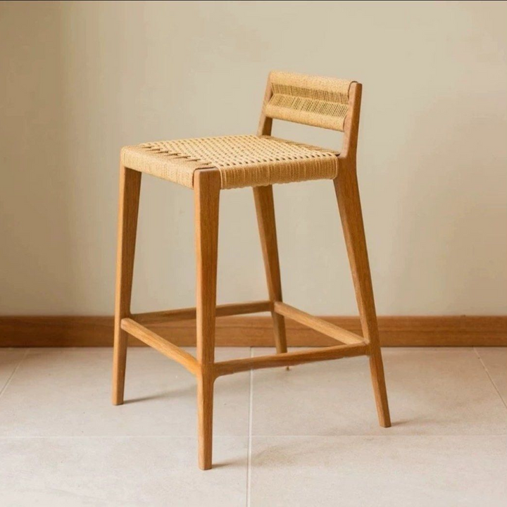 ESTERO Rustic Rattan Bar Stool - Radical Homes Singapore