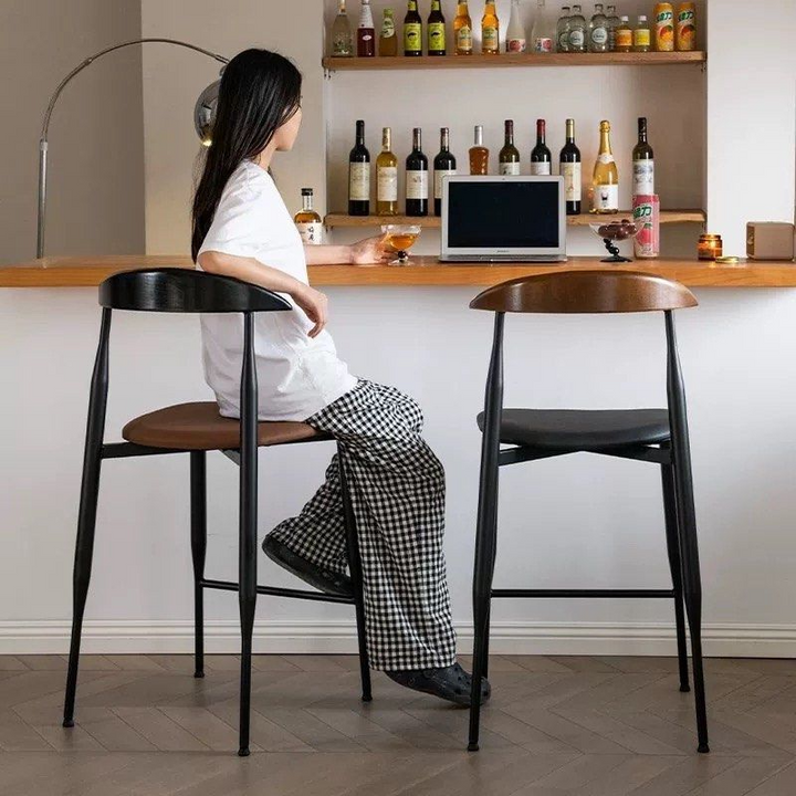 KAYEN Modern Leather Bar Stool - Radical Homes Singapore