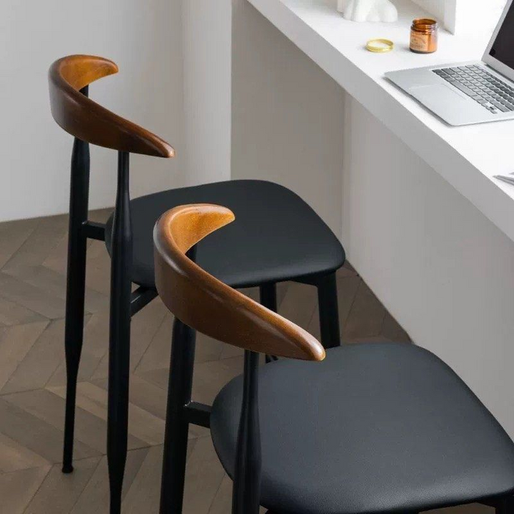 KAYEN Modern Leather Bar Stool - Radical Homes Singapore