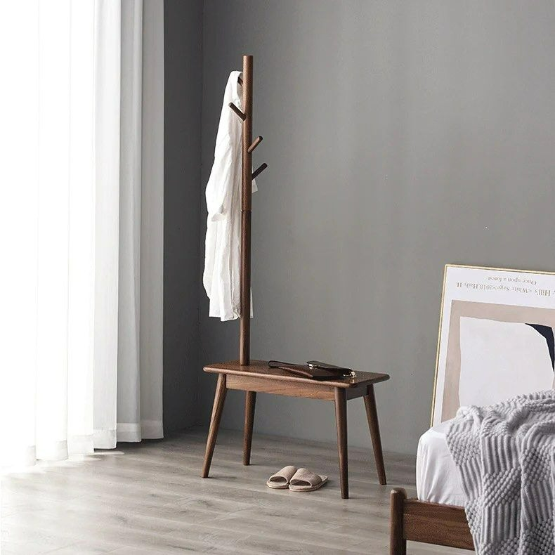 LOFT Solid Wood Coat Rack with Shoe Stool - Radical Homes Singapore