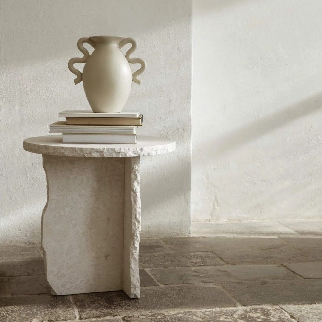 ROLAND Travertine Side Table - Cassa Haus Singapore