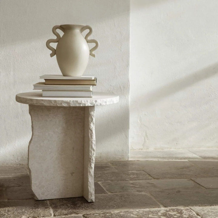 ROLAND Travertine Side Table - Cassa Haus Singapore