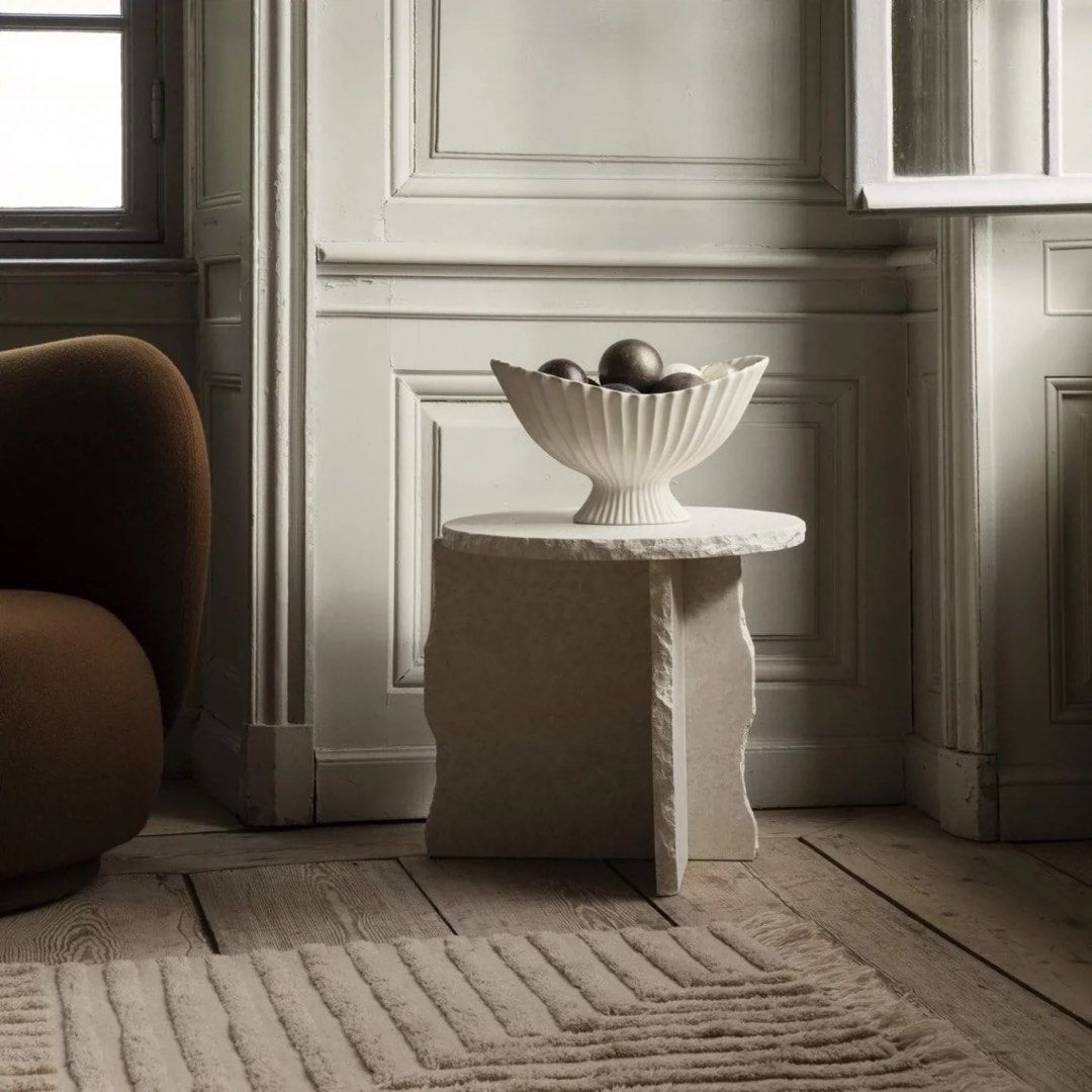 ROLAND Travertine Side Table - Cassa Haus Singapore