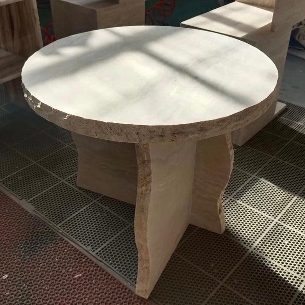 ROLAND Travertine Side Table - Cassa Haus Singapore