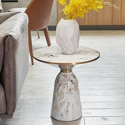 GENDRY Modern Marble Side Table - Radical Homes Singapore