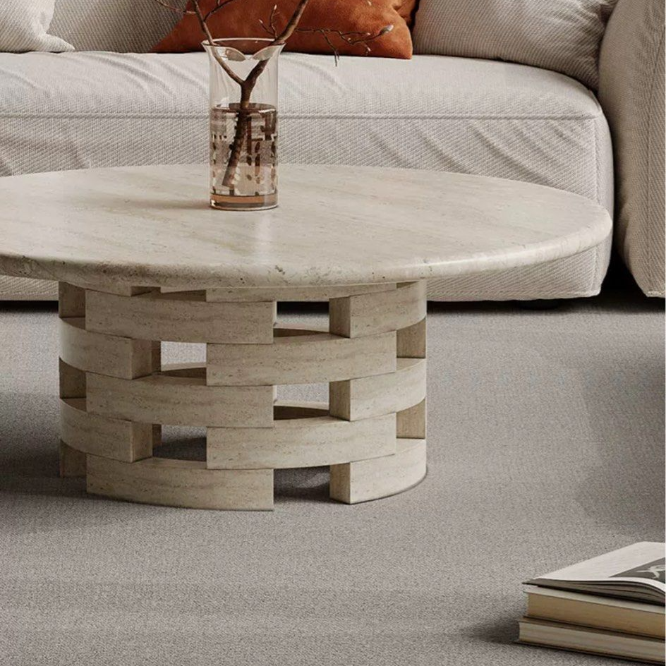 VESELE Modern Travertine Coffee Table - Radical Homes Singapore