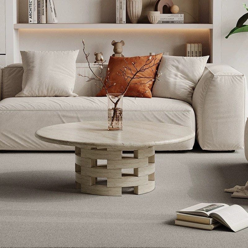 VESELE Modern Travertine Coffee Table - Radical Homes Singapore