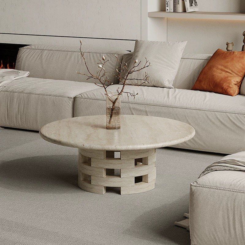 VESELE Modern Travertine Coffee Table - Radical Homes Singapore