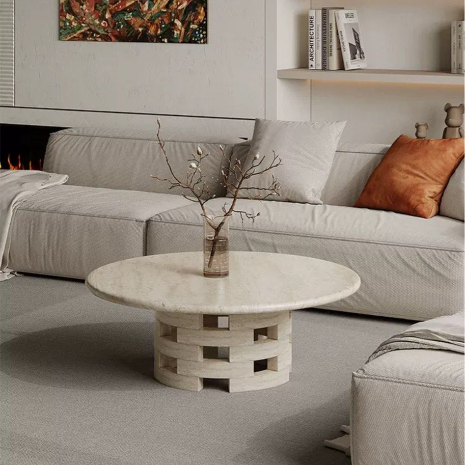 VESELE Modern Travertine Coffee Table - Radical Homes Singapore