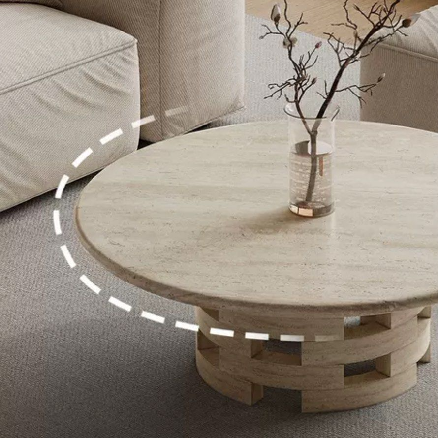 VESELE Modern Travertine Coffee Table - Radical Homes Singapore
