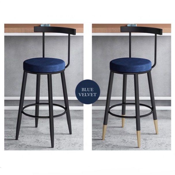VEHI Modern Velvet Bar Stool - Radical Homes Singapore