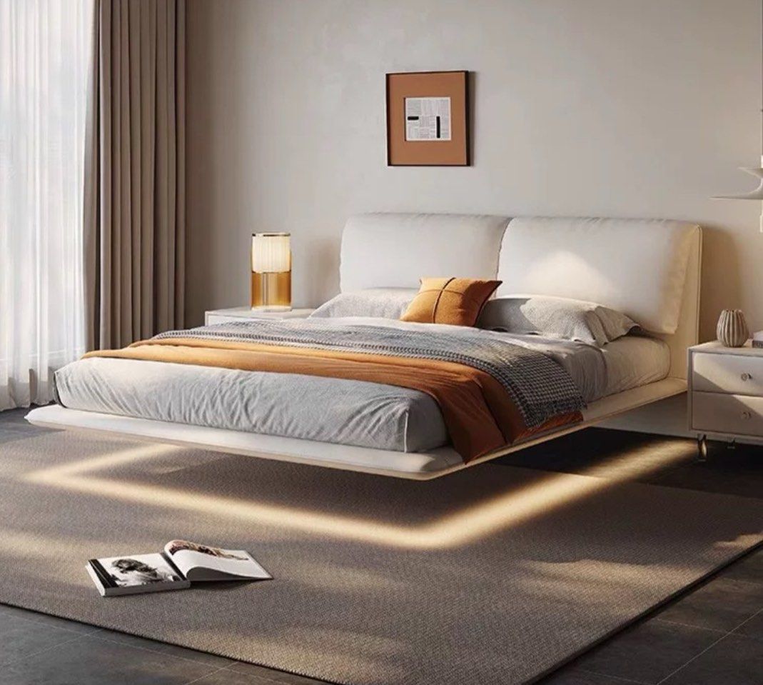 VAIRA Modern Floating Leather Bed - Radical Homes Singapore