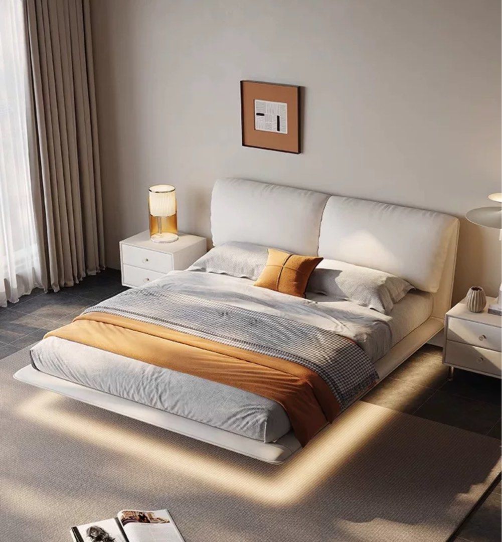 VAIRA Modern Floating Leather Bed - Radical Homes Singapore