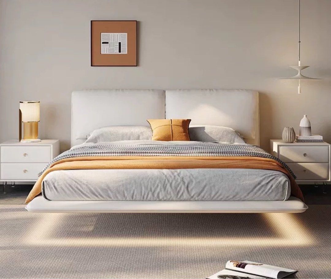 VAIRA Modern Floating Leather Bed - Radical Homes Singapore