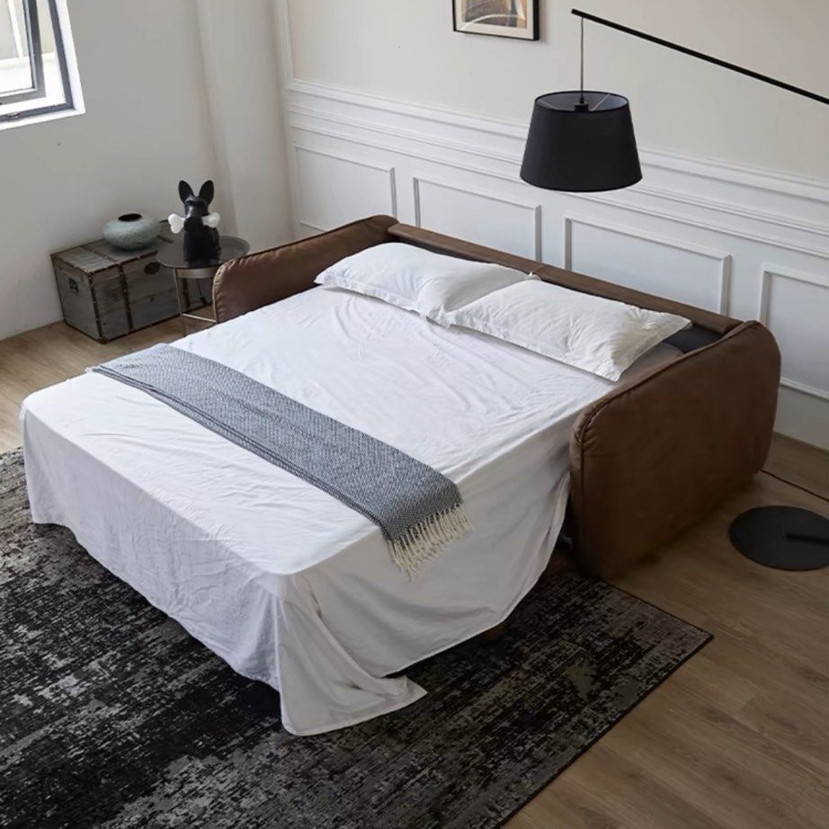 MARCOSA Foldable Leather Sofa Bed with Mattress - Radical Homes Singapore